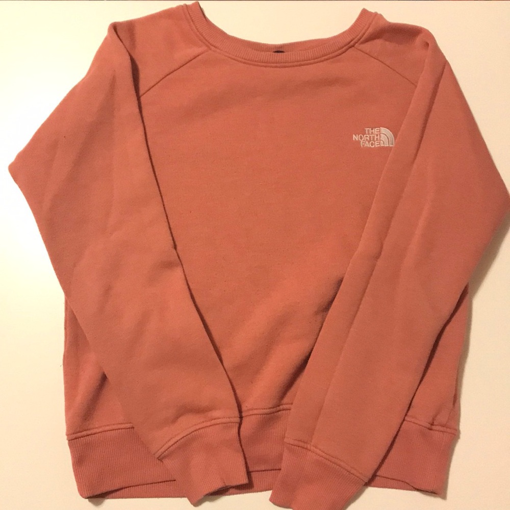 Women’s coral north face crew neck sweatshirt